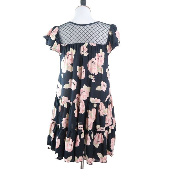 Free People Size M* Tilly Tiered Mini Dress V-Neck Floral Print - Picture 5 of 11